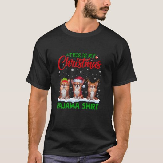 Kerstman Hoed Rendier Chihuahua Hond Kerst Pa T-shirt (Voorkant)