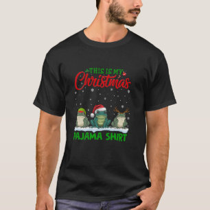 Kerstman hoed rendier kikker kerstpyjama t-shirt
