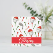 Kerstman hoed rode en groene T - shirts Feestdagenkaart (Staand voorkant)