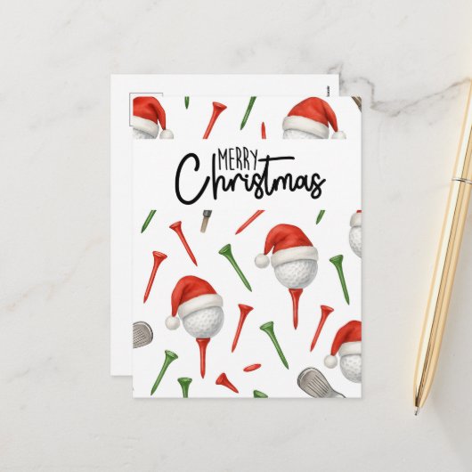 Kerstman hoed rode en groene T - shirts Feestdagenkaart (Voorkant / Achterkant in situ)