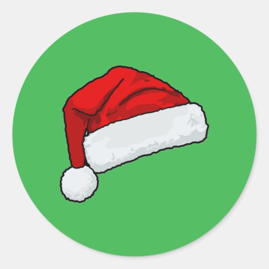 Kerstman Hoed Ronde Sticker (Voorkant)
