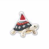 Kerstman Hoed Schildpad - Vintage Zeeschildpad Ker Sticker (Voorkant)