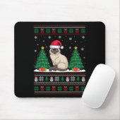 Kerstman Hoed Siamese Kat Kerstboom Lights Ugly S Muismat (Met muis)