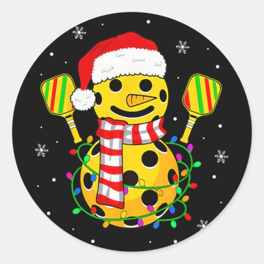 Kerstman Hoed Sneeuwman Cadeaus voor Kerstmis Grap Ronde Sticker (Voorkant)
