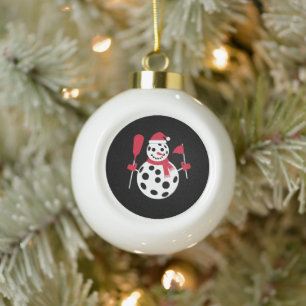 Kerstman Hoed Sneeuwman Familie Kerstmis Matching Keramische Bal Ornament