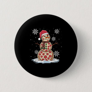 Kerstman Hoed Sneeuwman Kerst Grappige Pizza Sneeu Ronde Button 5,7 Cm