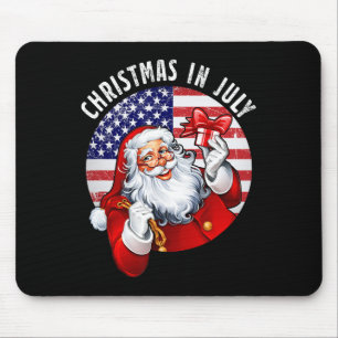 Kerstman Hoed Usa Vlag Zomer Feest Grappige Kerst Muismat