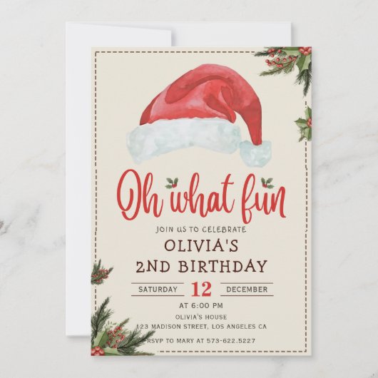 Kerstman hoed verjaardagsfeestje Oh wat leuk Kaart (Voorkant)