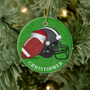 Kerstman Hoed Voetbal en Helm Kerst Keramisch Ornament
