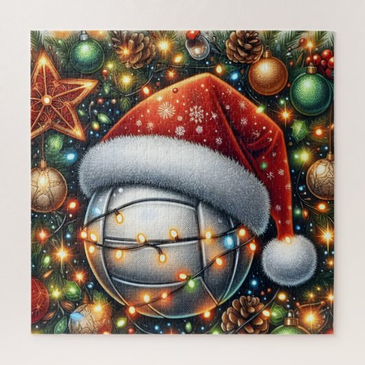Kerstman Hoed Volleybal Puzzel (Verticaal)