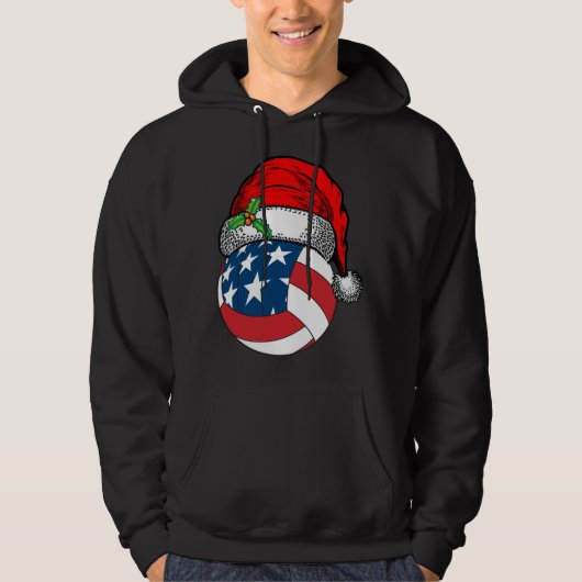 Kerstman hoed volleybal sport grappig cadeau hoodie (Voorkant)