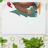 Kerstman hoed voor Bigfoot kerstboom (2) Theedoek (Gevouwen)