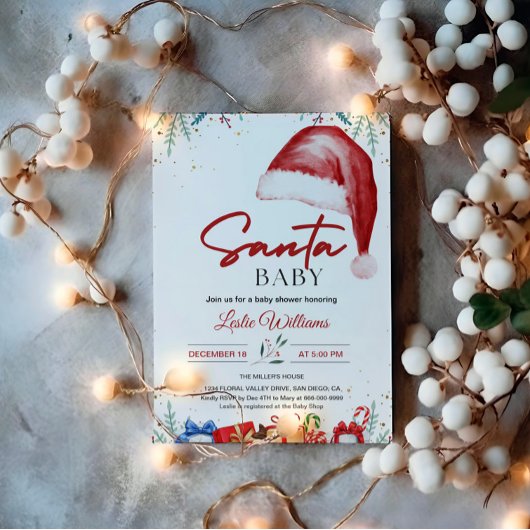 Kerstman Hoed Winter Baby shower Kaart