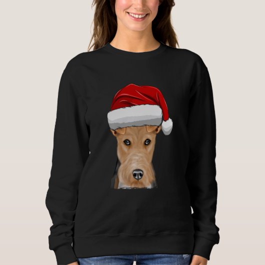 Kerstman hoed Wire Fox Terrier hond Trui (Voorkant)