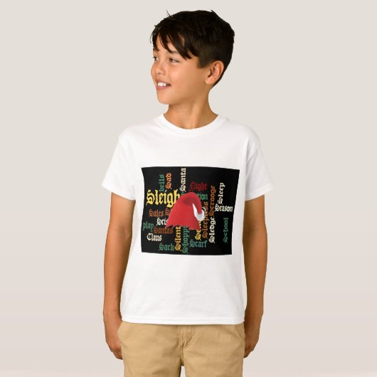 Kerstman Hoed Word Art T-shirt (Voorkant volledig)