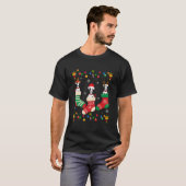 Kerstman Hoed Xmas Licht Drie Dalmatische Hond In  T-shirt (Voorkant volledig)