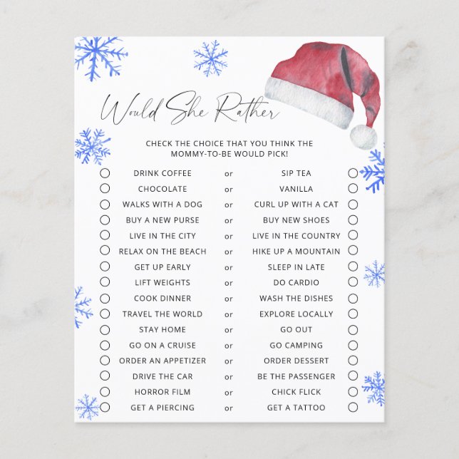 Kerstman hoed - Zou ze liever spel (Voorkant)