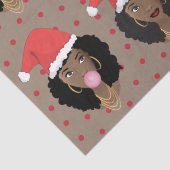 Kerstman hoed, zwarte vrouw, kauwgom, rode Stippen Tissuepapier (Detail)