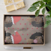 Kerstman hoed, zwarte vrouw, kauwgom, rode Stippen Tissuepapier (Geschenk)