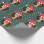 Kerstman hoed, zwarte vrouw, kauwgom, sterren, Bla Cadeaupapier (Hoek)