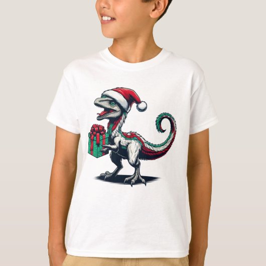 Kerstman hoeden raptor t-shirt (Voorkant)