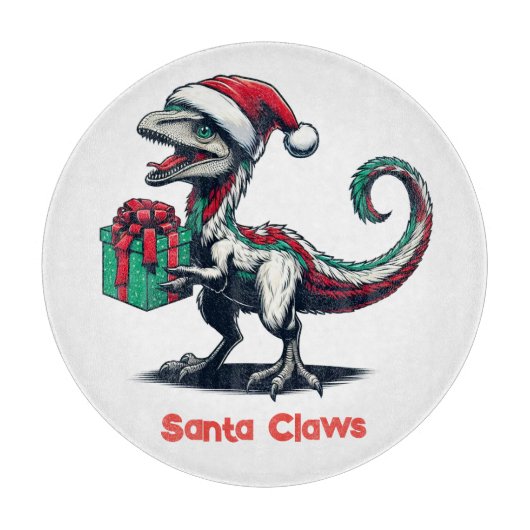 Kerstman hoedraptor snijplank (Voorkant)