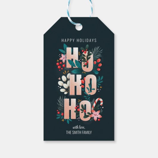 Kerstman HoHo Holly vertakt snoepriet Cadeaulabel (Achterkant)