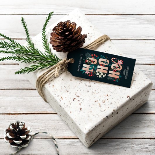 Kerstman HoHo Holly vertakt snoepriet Cadeaulabel