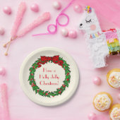 kerstman Holly Wreator met rode boe Papieren Bordje (Feest)