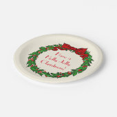 kerstman Holly Wreator met rode boe Papieren Bordje (Gekanteld)