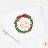 kerstman Holly Wreator met rode boe Ronde Sticker (Envelop)