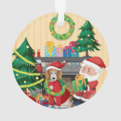 Kerstman & hond bij de open haard – knus kerstfees ornament (achterkant)
