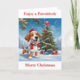 Kerstman Hond Feestdagen Kaart