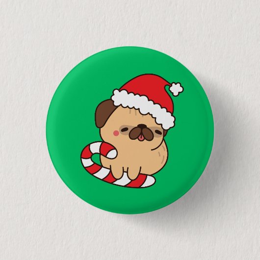 Kerstman Hond Ronde Button 3,2 Cm (Voorkant)
