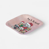 Kerstman Honden Vreugde aan de Wereld Kerstmis Papieren Bordje (Gebogen)