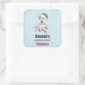 Kerstman-hondje in een Santa Hat Candle Business Vierkante Sticker (Tas)