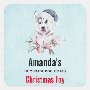 kerstman-hondje in een Santa Hat Dog Treat Vierkante Sticker