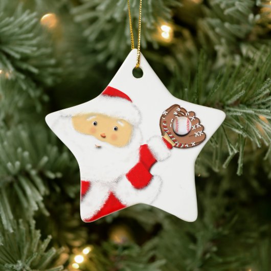 Kerstman honkbal keramisch ornament (Boom)