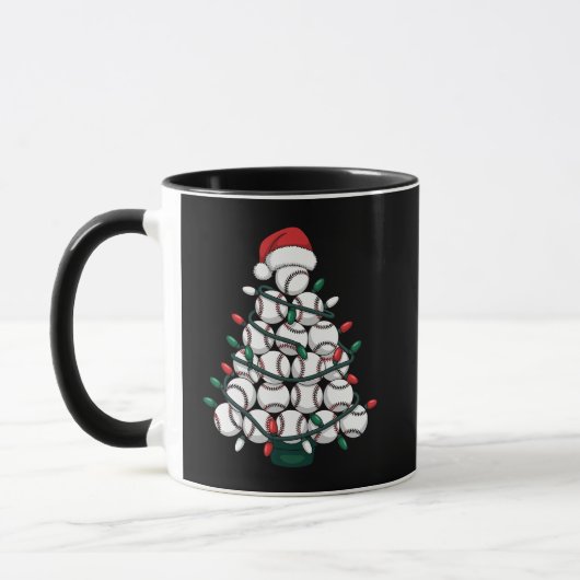 Kerstman honkbal kerstboom sport mok (Links)