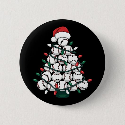 Kerstman honkbal kerstboom sport ronde button 5,7 cm (Voorkant)