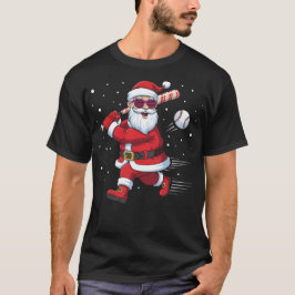 Kerstman honkbal Kerstmis grappige pyjama Kerstmis T-shirt