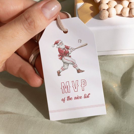 Kerstman honkbal MVP van de Nice List Kerstmis Cadeaulabel