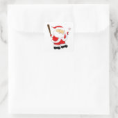 Kerstman honkbal vierkante sticker (Tas)