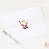 Kerstman honkbal vierkante sticker (Envelop)