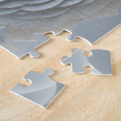 Kerstman hoofd met witte kerstbomen legpuzzel (Zijkant)