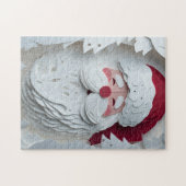 Kerstman hoofd met witte kerstbomen legpuzzel (Horizontaal)