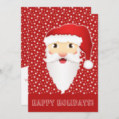 Kerstman Hoofd Op Rode Zalige Feestdagen Feestdagenkaart (Voorkant / Achterkant)
