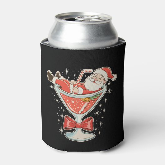 Kerstman Hot Mess Martini Glas Kerstmis Xmas Blikjeskoeler (Blikje Voorkant)