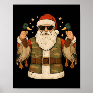 Kerstman houdt eendenjacht op wilde eend Kerstmis Poster