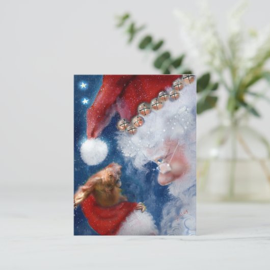 Kerstman houdt van dieren feestdagenkaart (Staand voorkant)